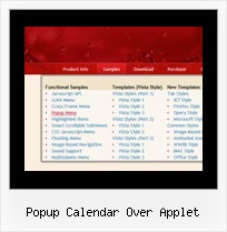 Popup Calendar Over Applet Windows Menu Javascript