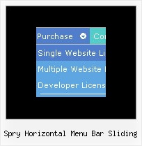 Spry Horizontal Menu Bar Sliding Pull Down Menu Examples