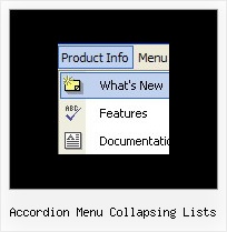 Accordion Menu Collapsing Lists Rolldown Menu