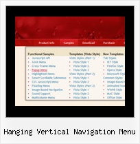 Hanging Vertical Navigation Menu Professional Slide Down Menus