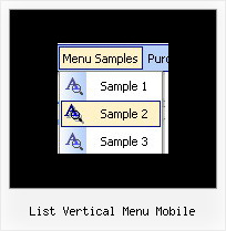 List Vertical Menu Mobile Website Tab Navigation Example