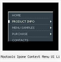 Mootools Ipone Context Menu Ul Li Web Menu Html