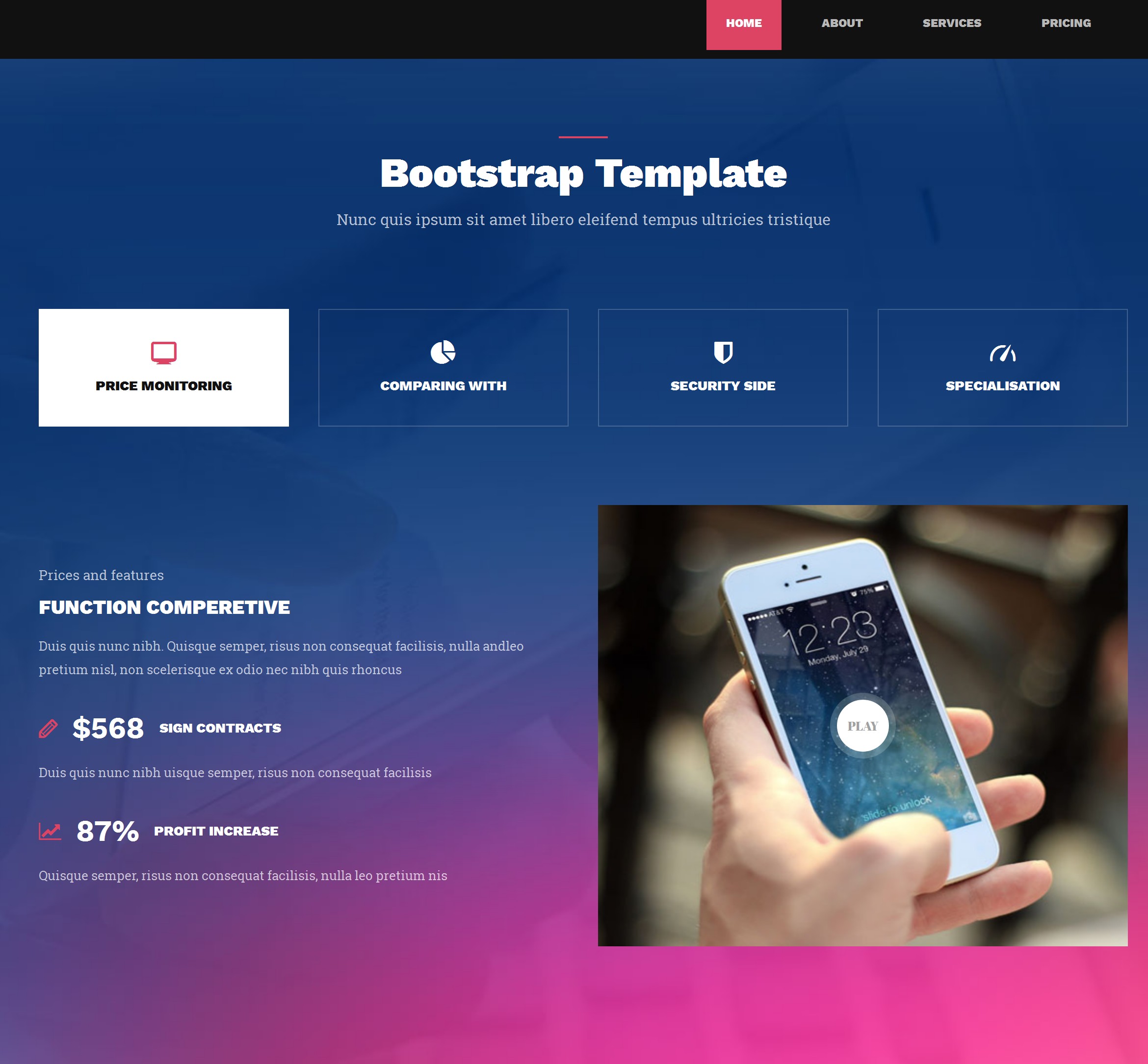 HTML Bootstrap One Page Theme