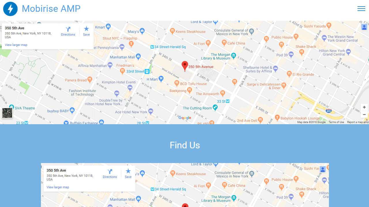 AMP CSS Maps & Social Template